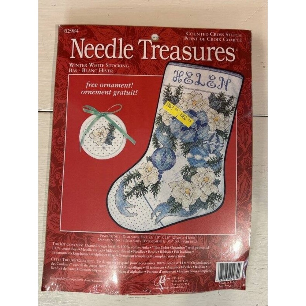 Needle Treasures Winter White Stocking Cross Stitch Kit 02984 Christmas Sealed